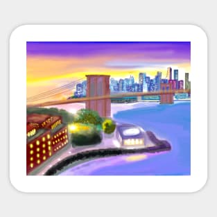 Sunset at the Brooklyn Bridge Sticker